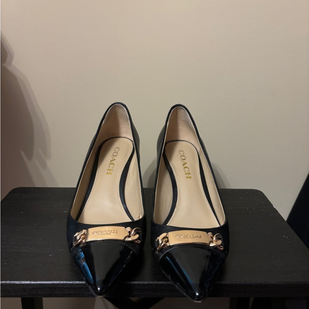 Coach, gold, and black heels
